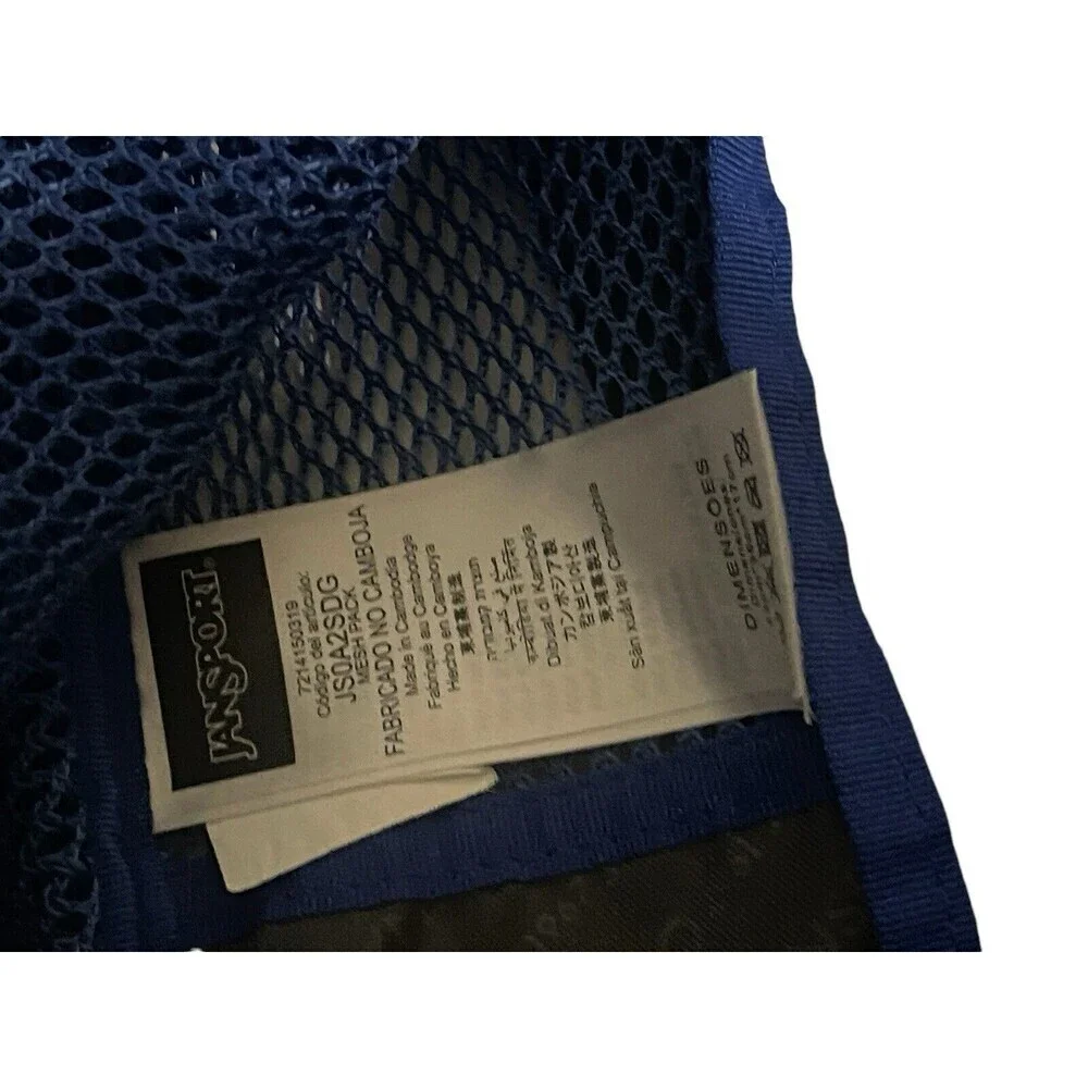 Jansport Mesh Backpack Full Size Book Bag See Through Navy Blue New JS0A2SDG